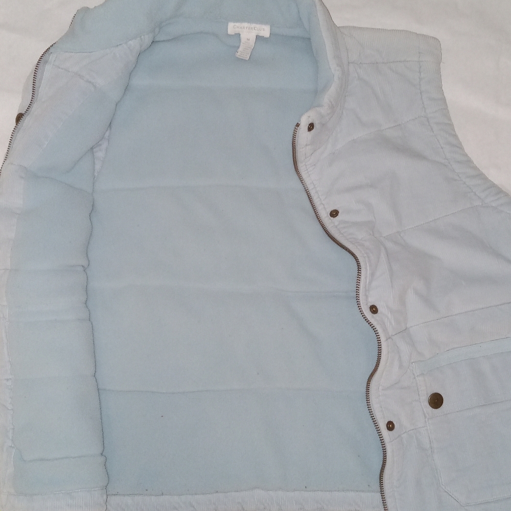 Light Blue Quilted Soft Corduroy. Vest - Picture 3 of 7